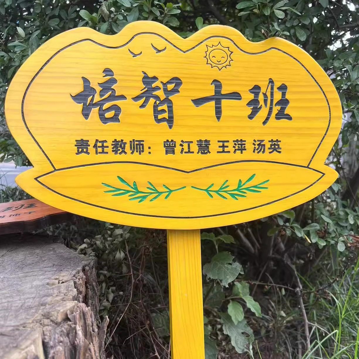 实木园艺植物标签牌木质插地牌户外指示标识牌幼儿园菜园告示木牌图片