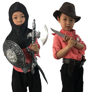 万圣儿童铠甲希腊罗马勇士战士西部牛仔cosplay服装j角斗士武器