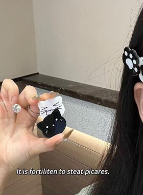 2元包邮小商品 新款亚克力黑白小猫发夹韩版气质猫爪发卡少女侧夹