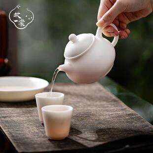羊脂玉瓷素烧小潘茶壶单壶家用功夫茶具白瓷泡茶器高端中式送礼