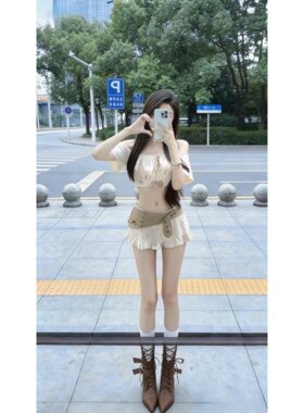 2026新款CHIC网红甜美风一字肩印花短袖上衣女+低腰纯欲短裙套装