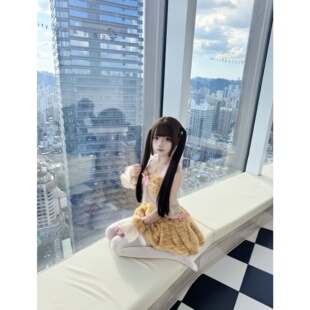 日系甜美可爱少女女仆装条纹蝴蝶结连衣裙蛋糕裙公主裙蓬蓬裙套装