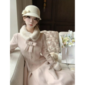 温柔气质千金感大衣毛领蝴蝶结外套高级富家大小姐穿搭厚实保暖女