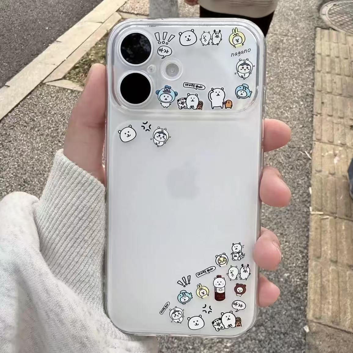 花边自嘲小熊大视窗秒变17Pro适用iphone17Promax手机壳16大视窗创意14plus软壳15Promax苹果13透明手机壳