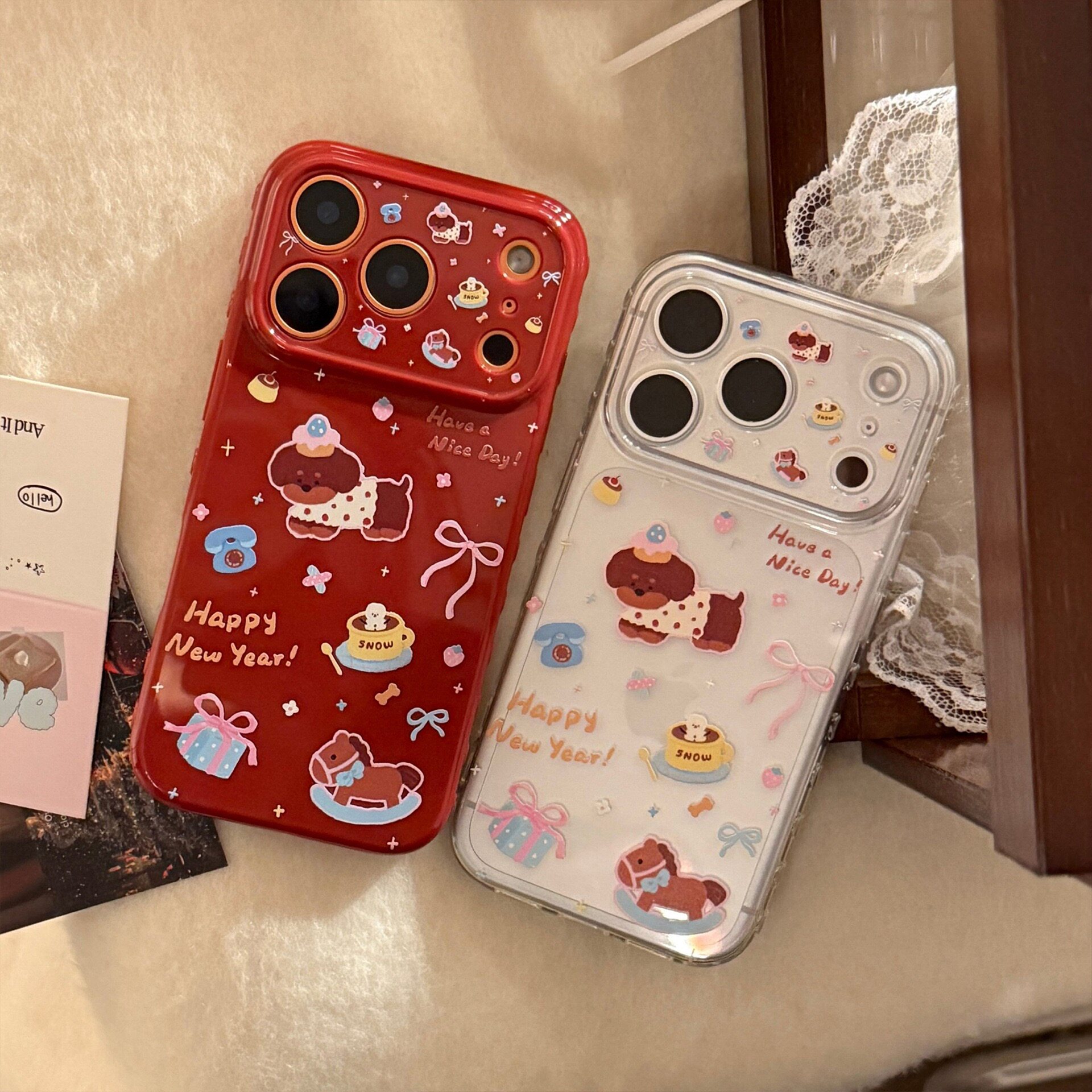 韩版礼物甜品狗狗适用iphone17promax包相机键手机壳16侧边立体爱心创意14高级15苹果13可爱12手机壳