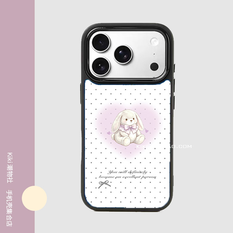包相机键原创INS波点爱心兔适用iphone17pro手机壳磁吸16双层15肤感磨砂14plus黑框硬壳15神甲壳13手机壳