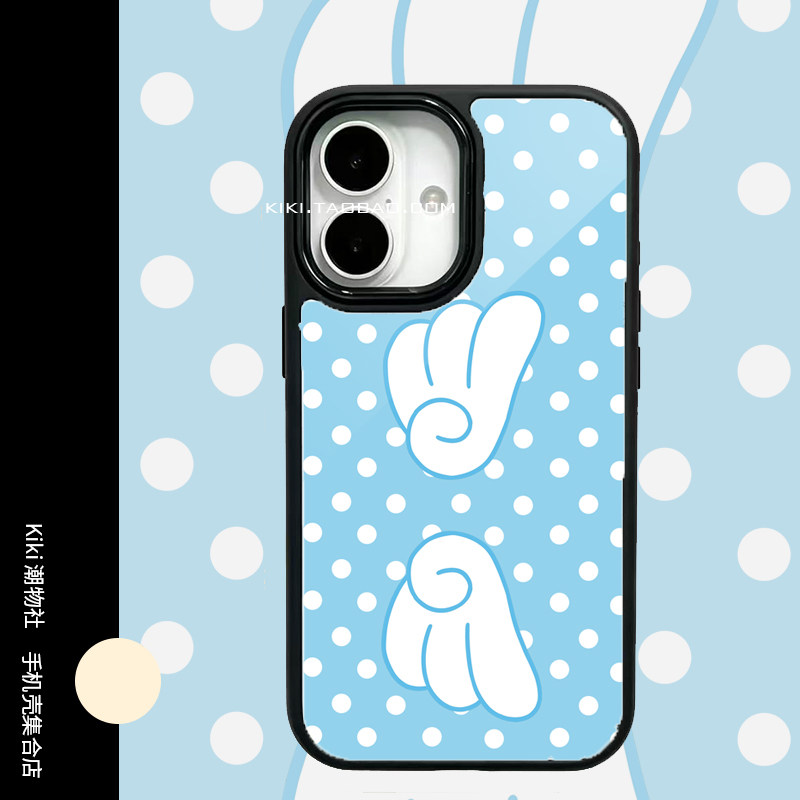 包相机键蓝底波点天使翅膀适用iphone18pro手机壳磁吸17/16神甲壳18双层14plus黑框15硬壳15创意13手机壳