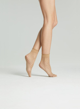 FOGAL 芙歌 经典款 优雅圆点菱形花纹短袜 超薄透明 Pois 374 15D