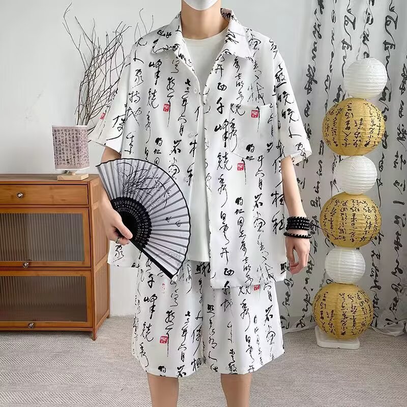新中式国风衬衫男士夏季潮流痞帅