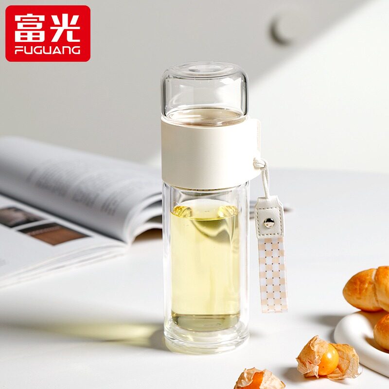富光抗菌玻璃杯双层防烫女士高颜值茶水分离泡茶杯便携户外水杯子高性价比高么？