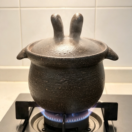 乖乖兔小土锅 粗陶砂锅家用明火耐高温炖锅小汤锅1700ML