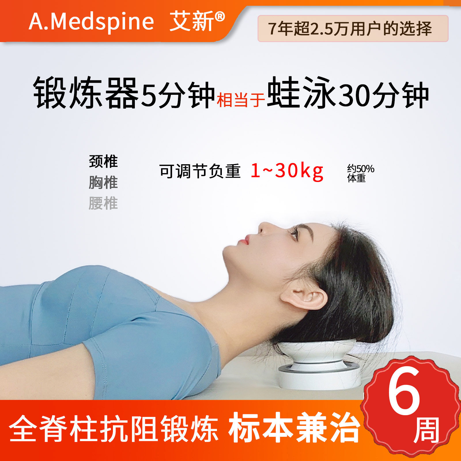 艾新Medspine颈椎抗阻锻炼器材腰椎变直驼背矫正曲度颈部富贵包脖