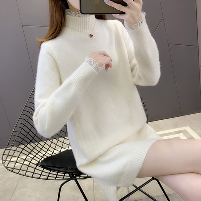 毛衣女款2025新款冬季中长款上衣女遮屁股洋气加厚内搭针织打底衫