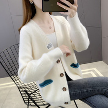 开衫秋装女款2025年新款针织上衣女小香风仿水貂绒毛衣外套女外搭