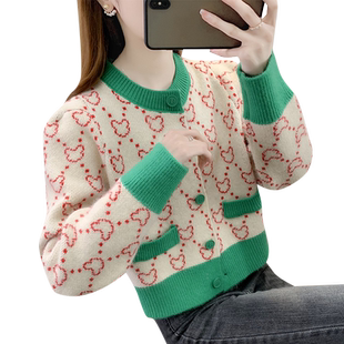 针织开衫春装女款2026年新款上衣短款加厚小个子毛衣外套女春秋款