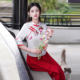 显瘦国风两件套禅意茶服 盘扣套装 新中式 改良旗袍女夏刺绣立领唐装