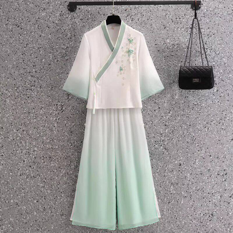 中国风唐装新中式养生茶艺上衣旗袍改良汉服套装采耳师工作服装女