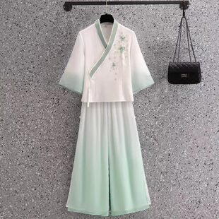 中国风唐装新中式养生茶艺上衣旗袍改良汉服套装采耳师工作服装女