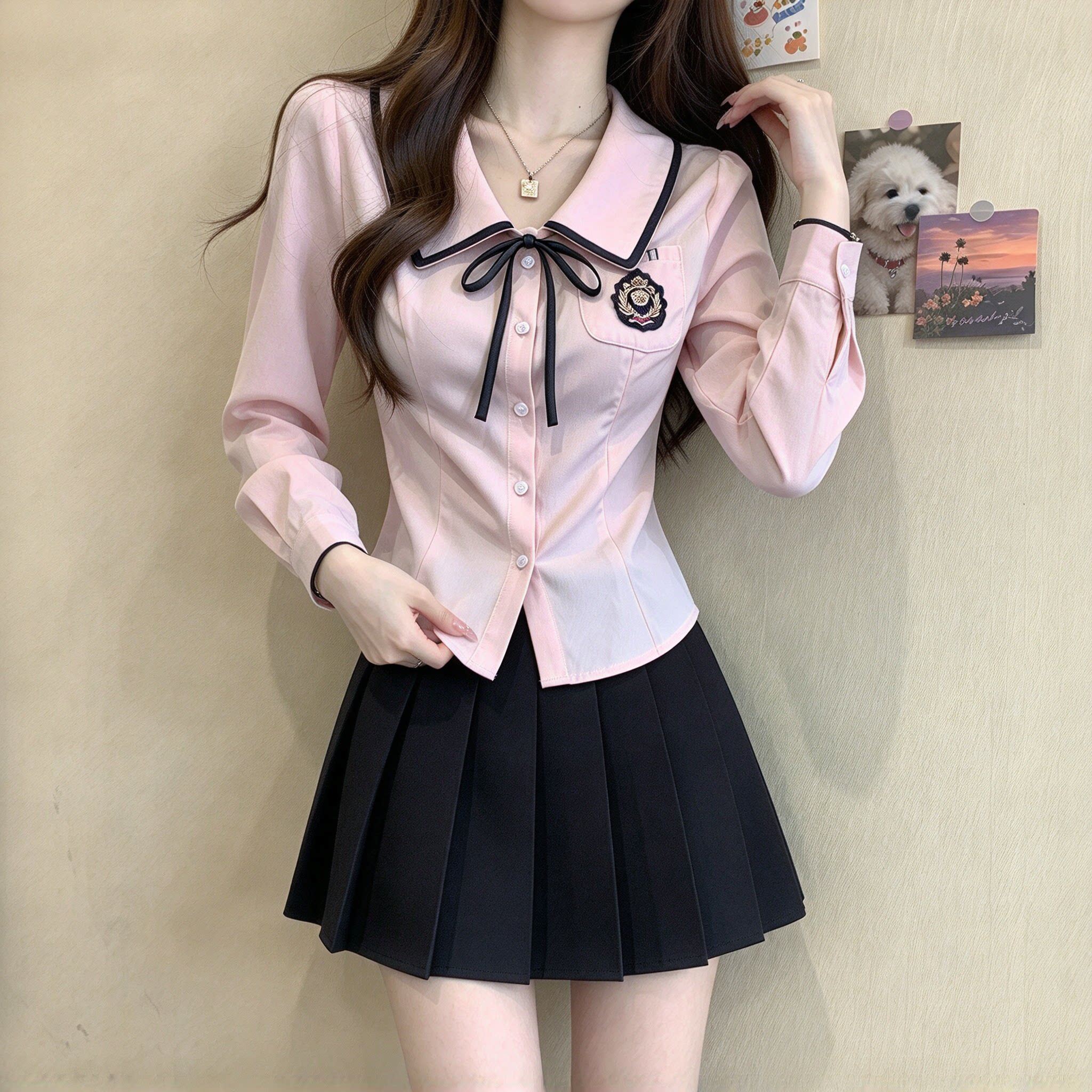 减龄JK制服风套装会所服务员衬衫半身裙足浴店前台秋款足浴工作服