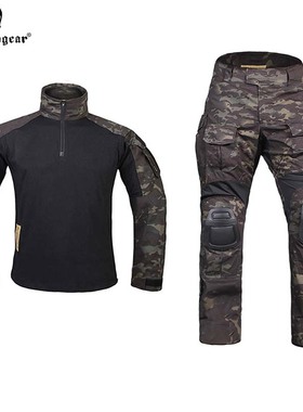 爱默生G3 MCBK全地形黑色迷彩战术蛙服CS野战户外T恤上衣裤子套装