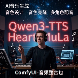 2026全新comfyui音频整合包Qwen3-TTS HeartMula 2月更新工作流