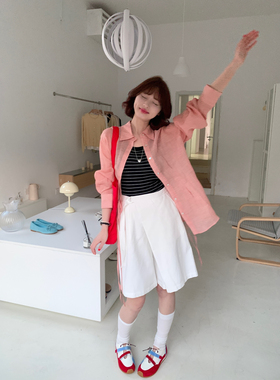 休闲通勤苎麻防晒长袖衬衫