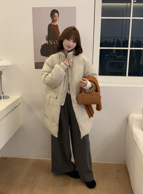 冬季白鹅绒日系复古立领保暖羽绒服外套（含90%鹅绒）