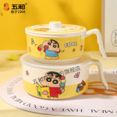 五和蜡笔小新儿童碗宝宝餐具婴儿辅食碗卡通分格盘吃饭碗勺杯碗