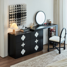 现代简约实木梳妆台斗柜一体法式复古转角可伸缩化妆桌床尾收纳柜
