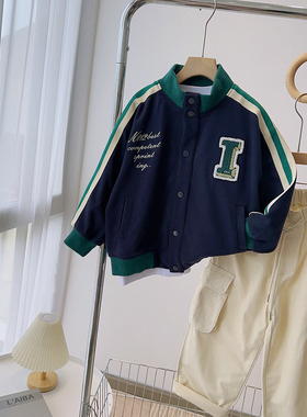 牛哆哆童装2023秋季新品男女儿童毛巾绣织带拼接外套棒球衫33930