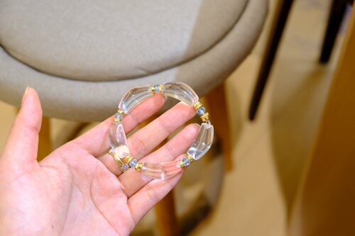 天然白水晶手串弯管手链通透高级送女友老婆礼物