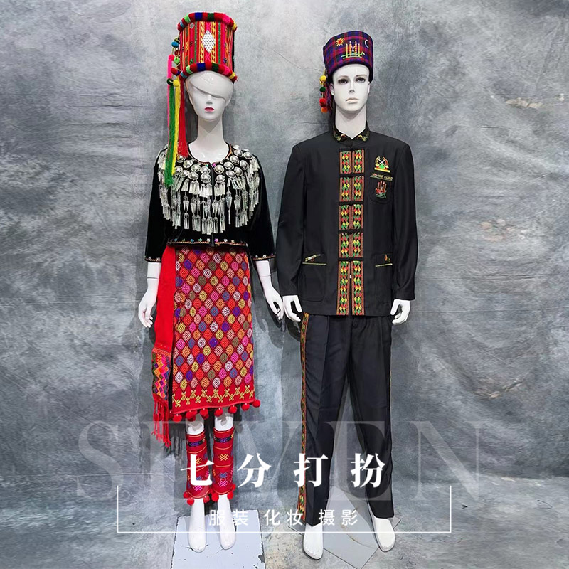 租景颇族服装云南传统原生态盛装56个少数民族服饰租赁舞蹈演出服