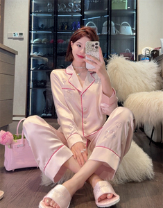 设计师款烫钻可爱KT猫咪睡衣女夏季可外穿家居服套装
