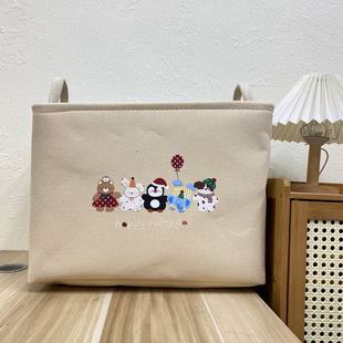 加厚40L开口企鹅小熊微瑕可折叠玩具衣服收纳筐 40X30X30高