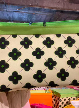 【45X35X30高】四叶草拉链款（带盖带钢圈）防潮收纳袋衣服收纳筐