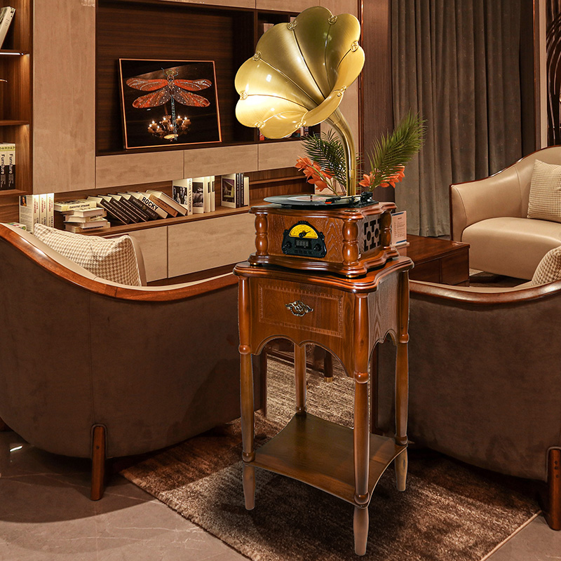 复古留声机古典电唱机古客厅家用仿古黑胶唱片机老式大喇叭音箱