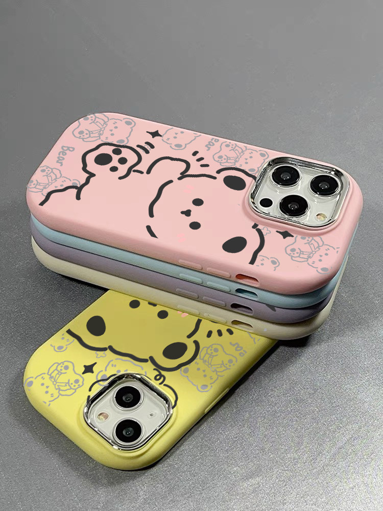 多巴胺网红可爱简笔线条小熊适用iPhone15ProMax手机壳苹果14全包13Pro肤感12气囊超薄11/xr硅胶xsmax软壳15p怎么看?
