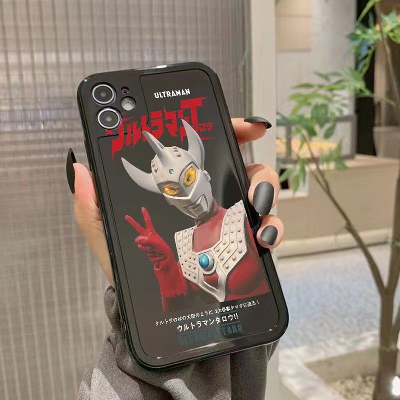 ins卡通奥特曼iPhone手机壳11/12/13promax镜头全包6/7/8plus直边亮面xs max/xr/x男女款se2苹果13个性保护壳