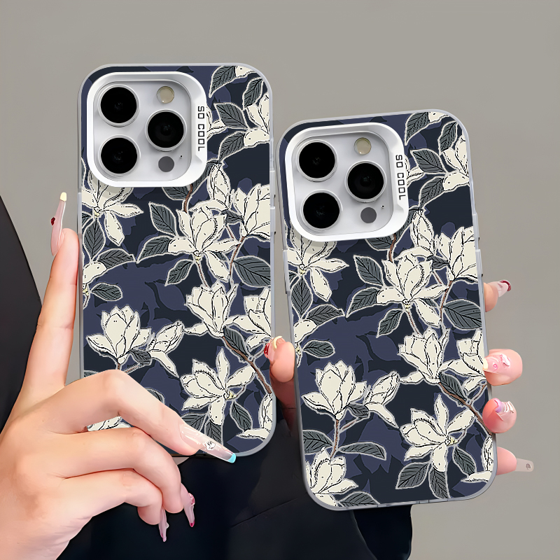 小众新中式玉兰花适用iPhone15promax手机壳苹果14pro复古13华为mate60pro荣耀90小米vivox100彩银oppo保护套
