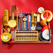 新中式 抓周用品一周岁布置宝宝生日礼仪式 抓阄道具地毯全套男女孩