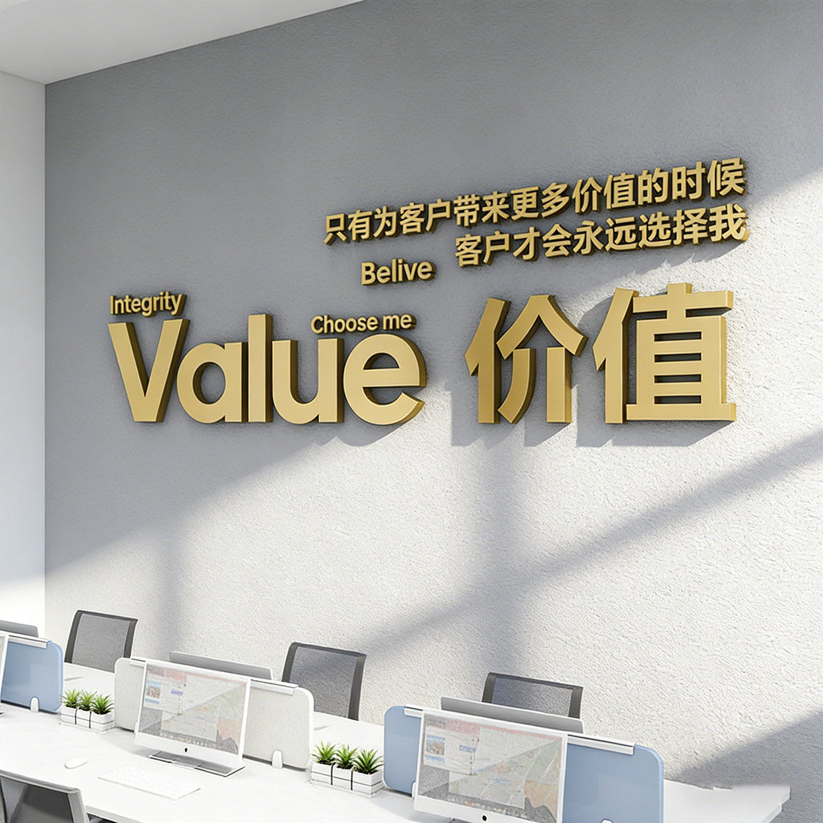 企业文化办公室墙面装饰高级会议团队公司激励志标语形象设计布置