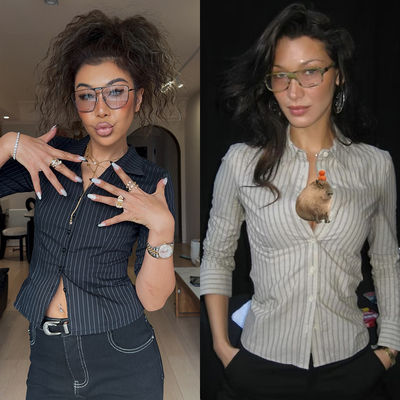 小溪家 美式复古条纹短袖衬衫女收腰显瘦时髦设计感小众上衣