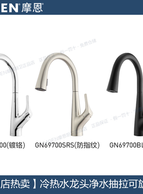 摩恩冷热水龙头抽拉可旋转家用净水洗涤2合1直饮厨房龙头GN69700