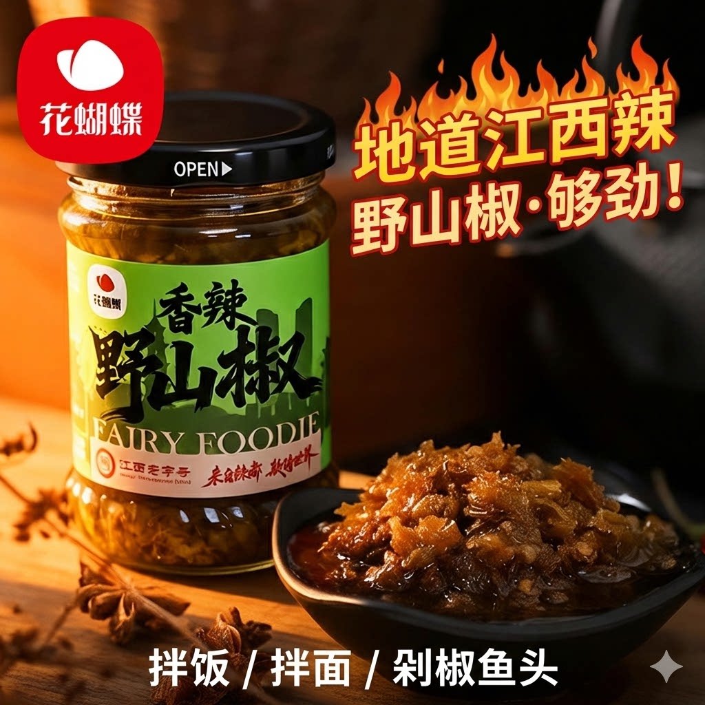 花蝴蝶江西小米辣泡椒酱下饭菜萝卜酱凉拌调料超辣拌面酱菜