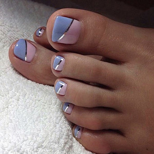 24pcs Purple False Toe Nails Summer Full Cover Wearable Fake