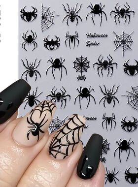 1Pcs 5D Black Halloween Spider Nail Stickers Multi-designs B