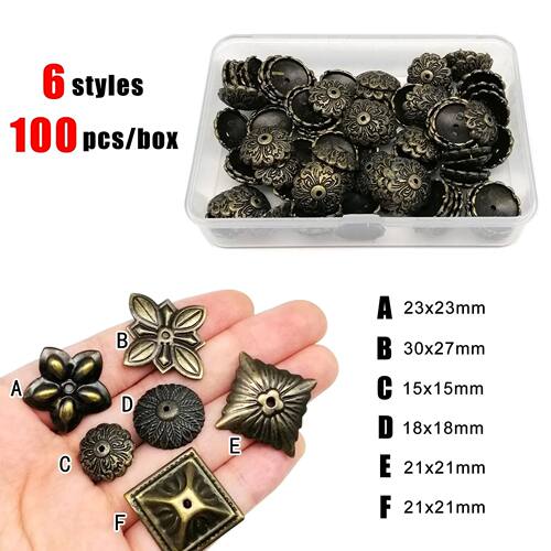 100pcs Box Packed Bronze Antique Brass Jewelry Chest Wood Bo