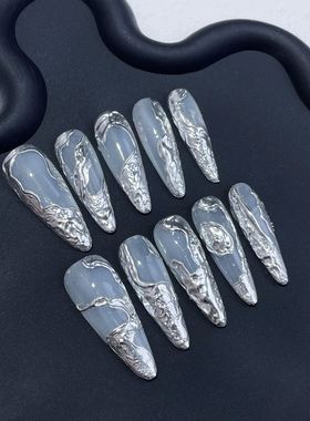 10pcs Handmade Press on nails sweet cool y2k black nails pre