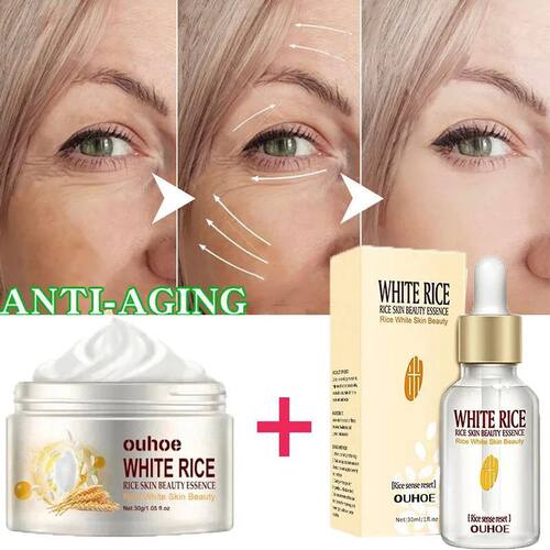 White Rice Whitening Face Serum Cream Anti-Wrinkle Fade Fine