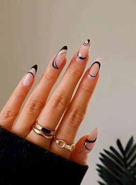 24Pcs/Set Fake Nails Full Cover French BallerinaCoffin Nail